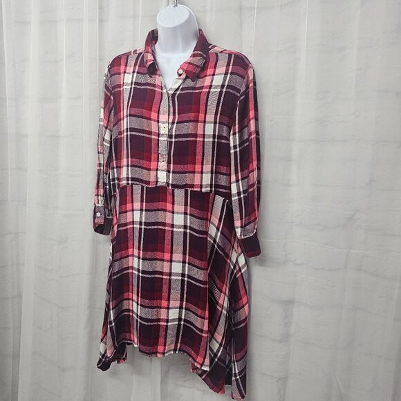 Express Flannel Tunic Plaid Purple Casual Punk Grunge L - Picture 5 of 10